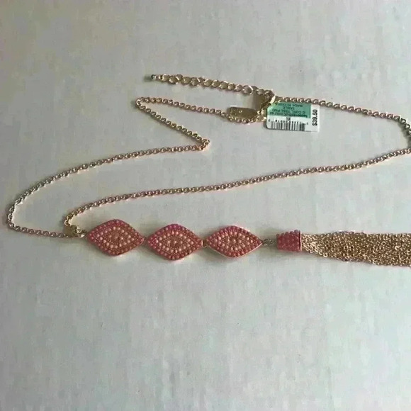 INC new Gold Tone Bead Chain in Coral - Picture 8 of 8